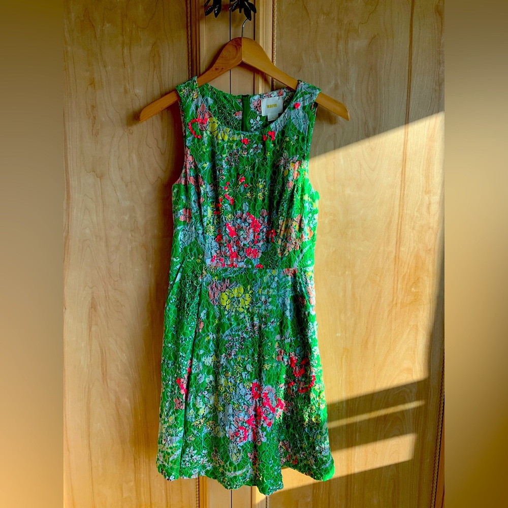 Maeve by Anthropologie lace dress with pink sequin accents. Mint condition.